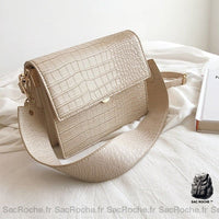Sac Bandoulière Crocodile Petit - modèle Crème - Sac Roche ™