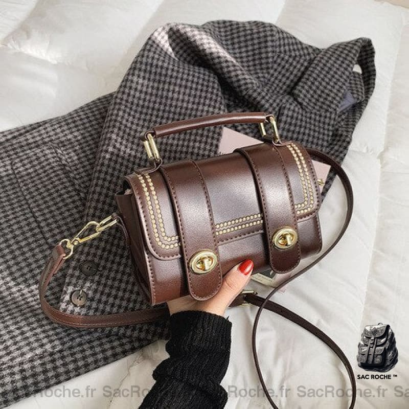 Sac Bandoulière Cuir Femme Café Sac À Main Femme