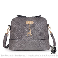 Sac Bandoulière Cuir Femme Petit - modèle Gris - Sac Roche ™