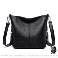 Sac bandoulière cuir femme petit - modèle Noir - Sac Roche ™