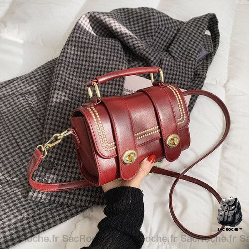 Sac Bandoulière Cuir Femme Rouge Sac À Main Femme