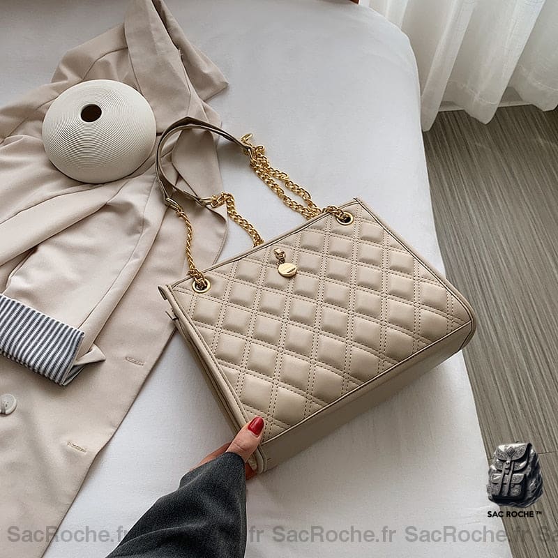 Sac Bandoulière Cuir Femme Solide Beige Sac À Main