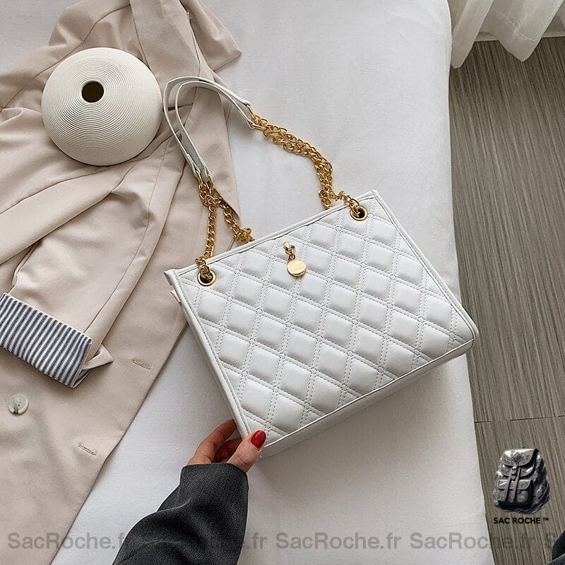 Sac Bandoulière Cuir Femme Solide Blanc Sac À Main