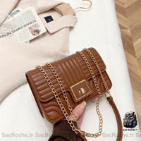 Sac Bandoulière Cuir Mini Rigide - modèle Marron - Sac Roche ™