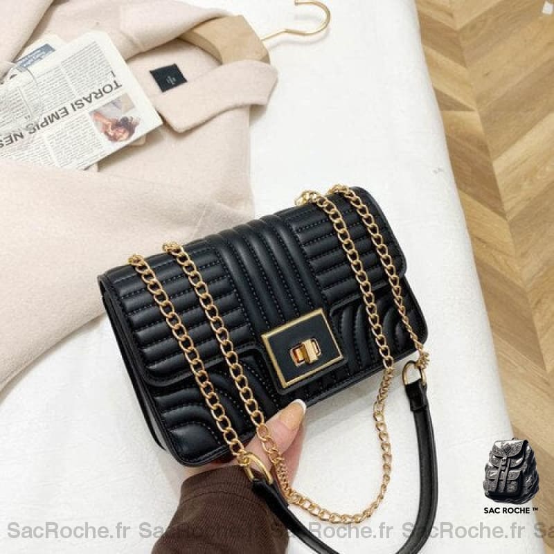 Sac Bandoulière Cuir Mini Rigide Noir Sac À Main Femme