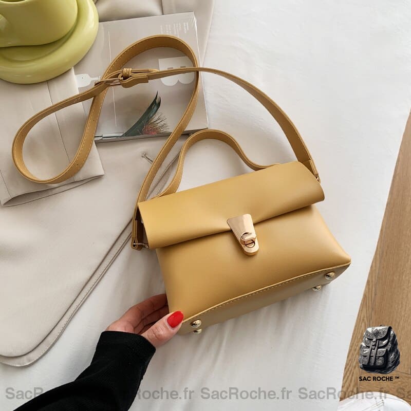 Sac Bandoulière Cuir Original Petit Jaune Sac À Main Femme