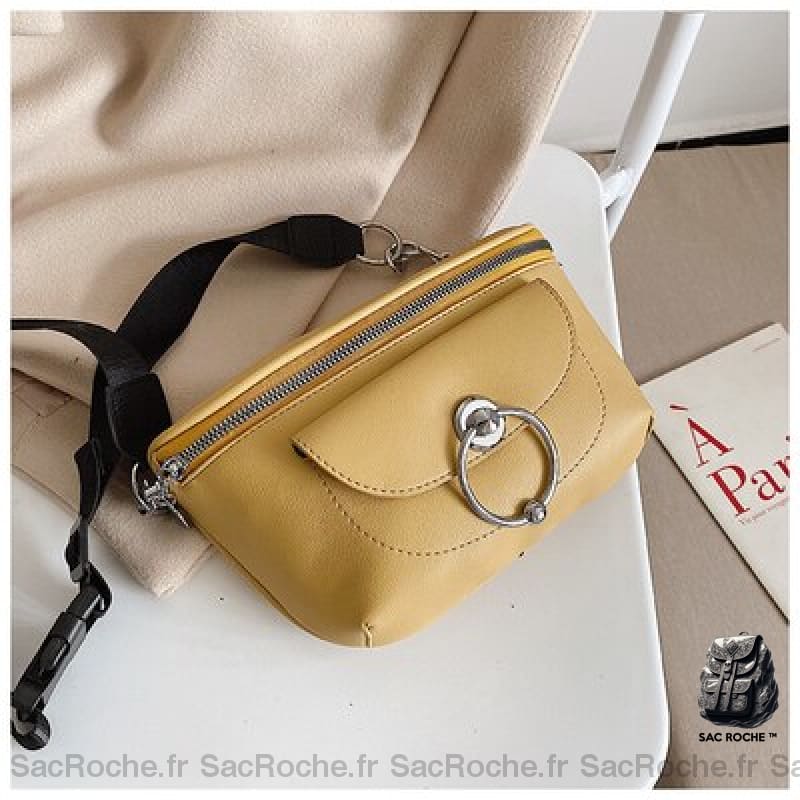 Sac Bandoulière Cuir Petit Tendance Jaune Femme