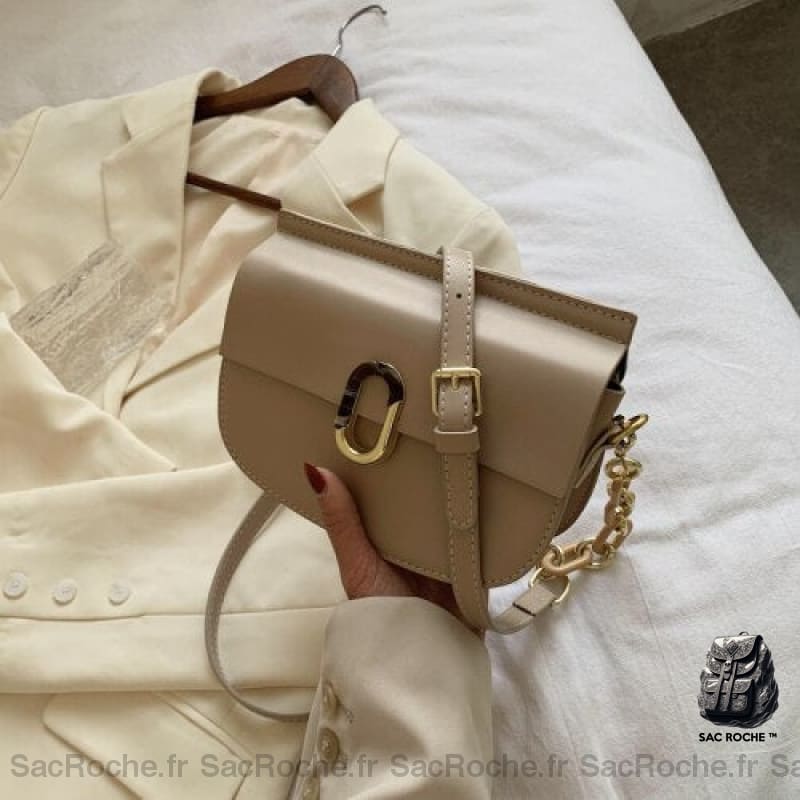 Sac Bandoulière Cuir Synthétique Petit Beige Sac À Main Femme