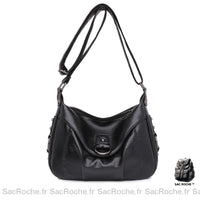 Sac Bandoulière Cuir Vintage Rabat - modèle Noir - Sac Roche ™