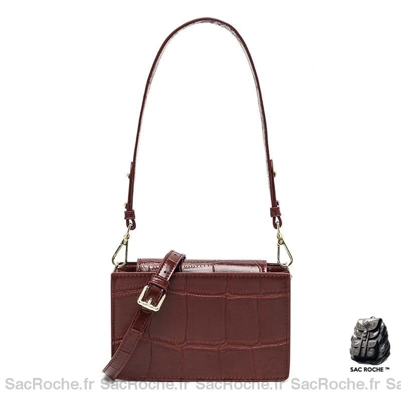 Sac Bandoulière Effet Croco Élégant Rouge Femme