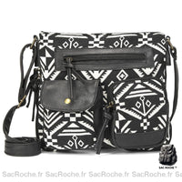 Sac Bandoulière Femme À Multiples Poches En Tissu Noir Sac Main