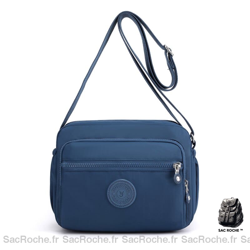 Sac Bandoulière Femme Avec Zip Bleu Marine Bandoulière Femme