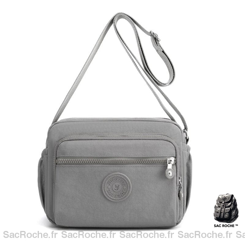 Sac Bandoulière Femme Avec Zip Gris Bandoulière Femme