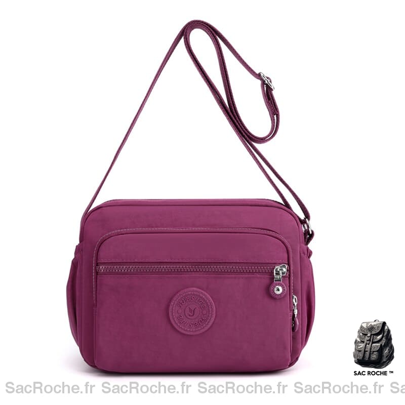 Sac Bandoulière Femme Avec Zip Rose Violacé Bandoulière Femme