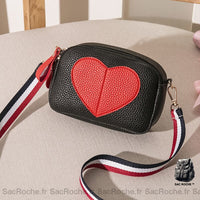 Sac Bandoulière Femme Cœur Mini - modèle Noir - Sac Roche ™