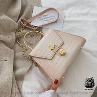 Sac Bandoulière Femme Croco Effet - modèle Beige - Sac Roche ™