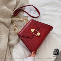 Sac Bandoulière Femme Croco Effet - modèle Rouge - Sac Roche ™