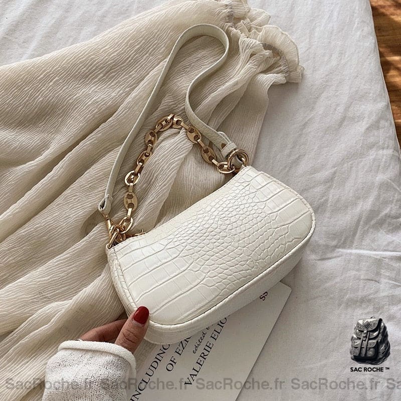 Sac Bandoulière Femme Crocodile Petit Beige Sac À Main Femme