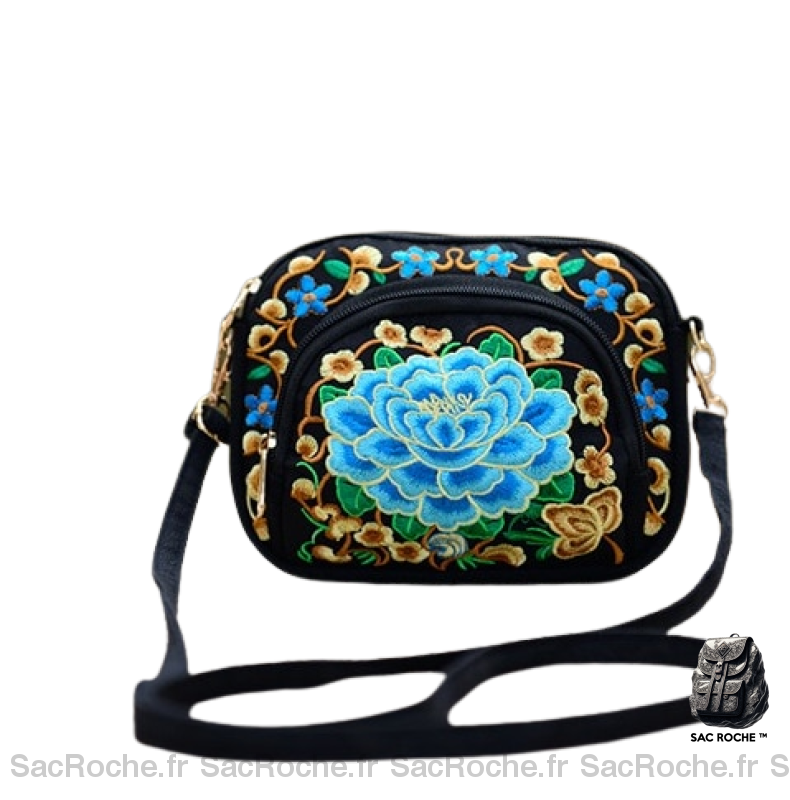 Sac Bandoulière Femme Fleurs Bleu