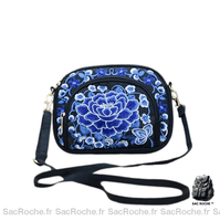 Sac Bandoulière Femme Fleurs - modèle Bleu marine - Sac Roche ™