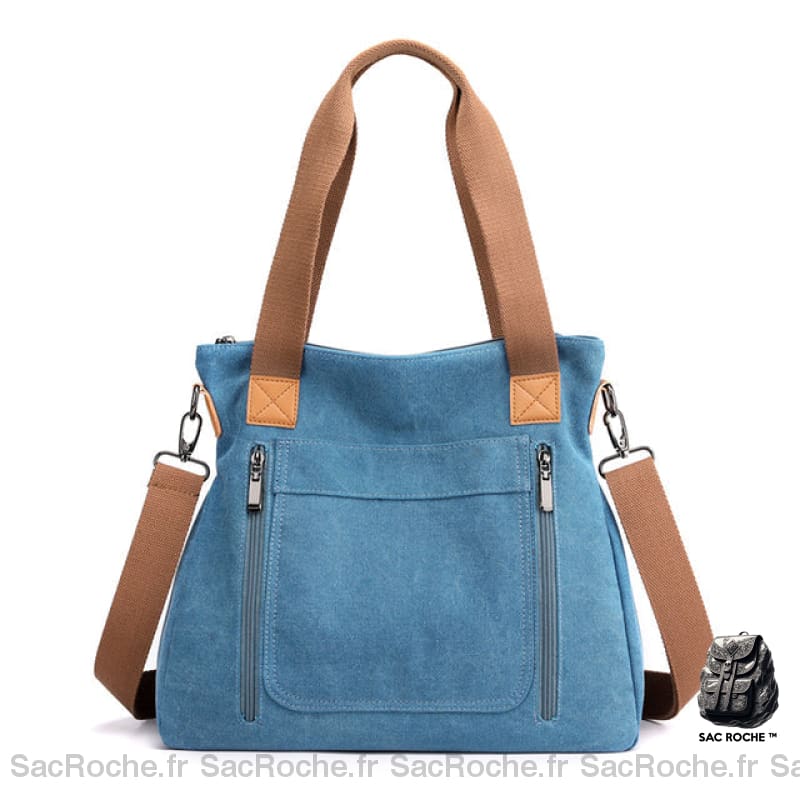 Sac Bandoulière Femme Grande Capacité Tissu Bleu Sac À Main Femme