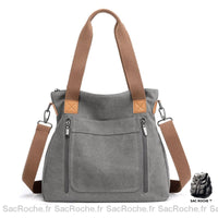Sac Bandoulière Femme Grande Capacité Tissu Gris Sac À Main Femme