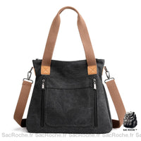 Sac Bandoulière Femme Grande Capacité Tissu - modèle Noir - Sac Roche ™