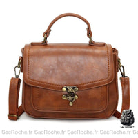 Sac bandoulière femme marron cuir rabat. - Sac Roche ™