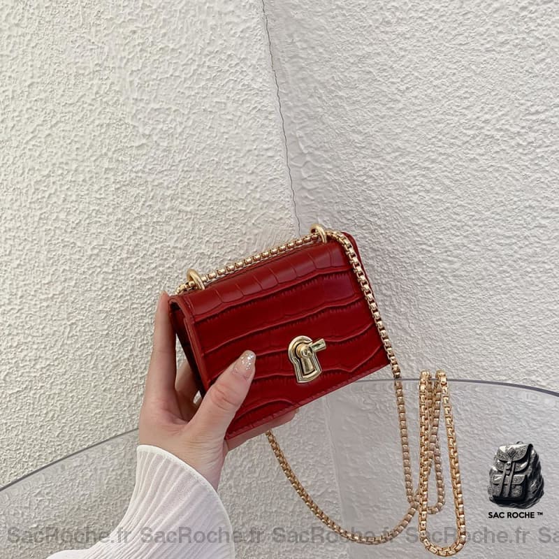 Sac Bandoulière Femme Moderne Rouge Fermeture Clef Sac À Main Femme