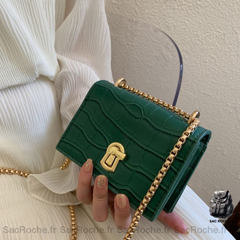 Sac Bandoulière Femme Moderne Vert Fermeture Clef Sac À Main Femme