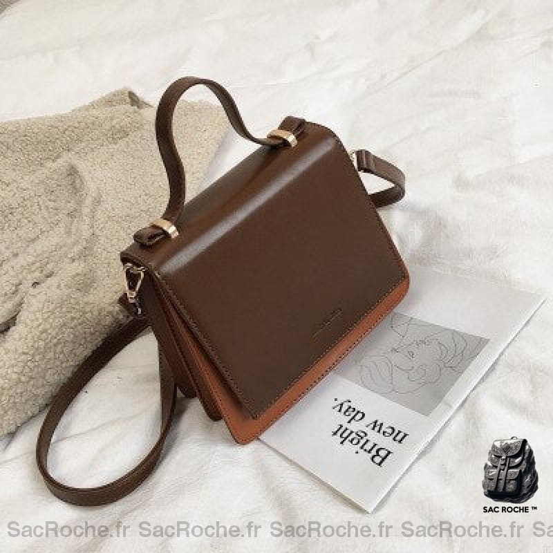 Sac Bandoulière Femme Rétro Marron Foncé Sac À Main Femme