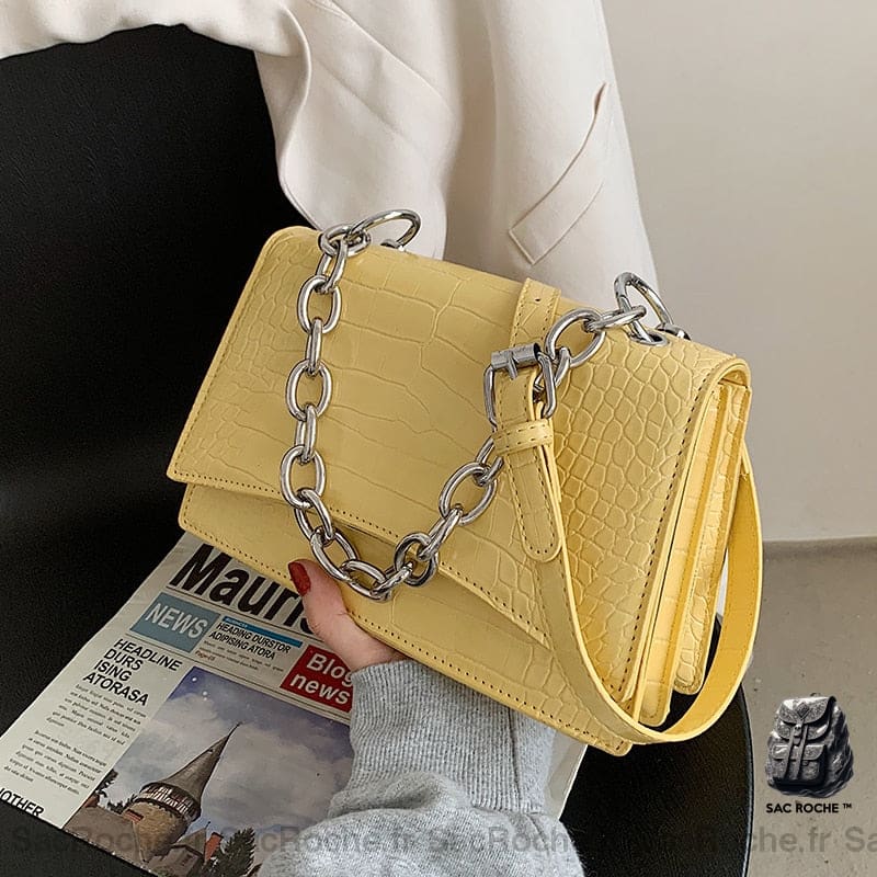 Sac Bandoulière Femme Tendance Petit Jaune Sac À Main Femme