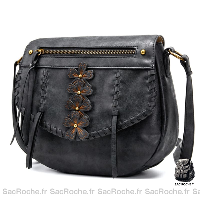 Sac Bandoulière Femme Vintage Fleurs Noir Sac À Main Femme