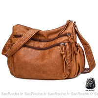 Sac Bandoulière Femme Vintage - Multi Poches Marron Sac À Main Femme