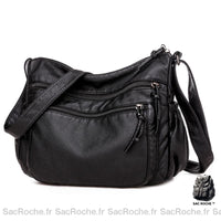 Sac Bandoulière Femme Vintage - Multi Poches - modèle Noir - Sac Roche ™
