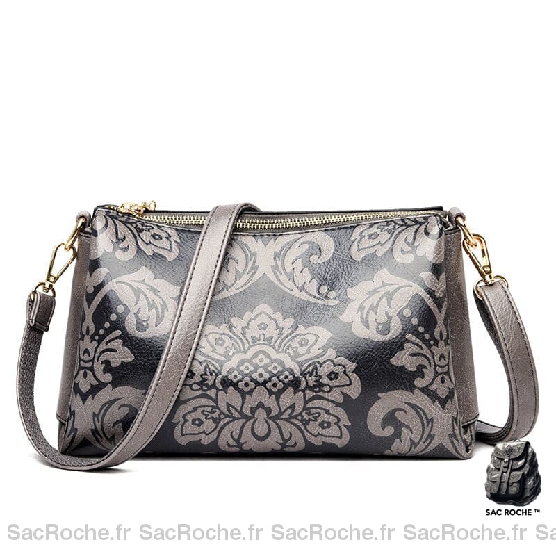 Sac Bandoulière Floral Gris Sac À Main Femme