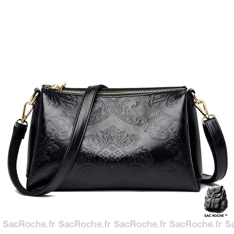 Sac Bandoulière Floral Noir Sac À Main Femme