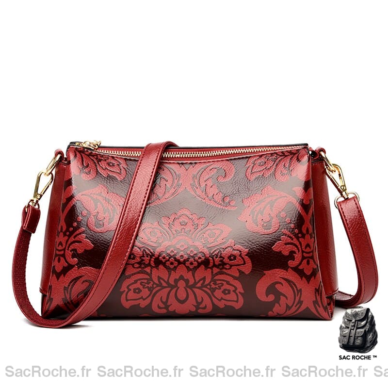 Sac Bandoulière Floral Rouge Sac À Main Femme