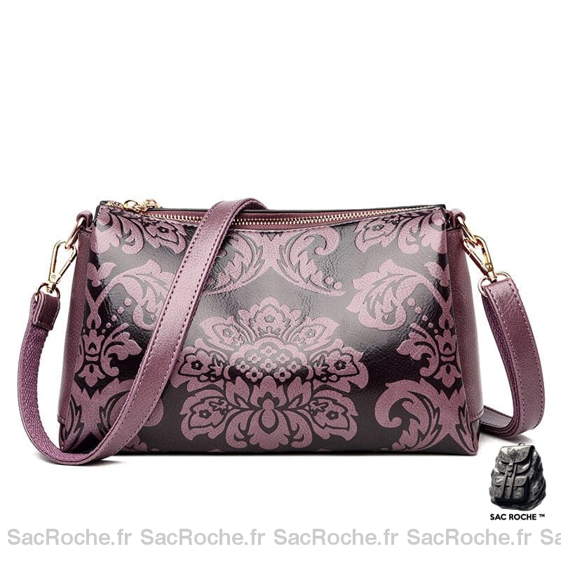 Sac Bandoulière Floral Violet Sac À Main Femme