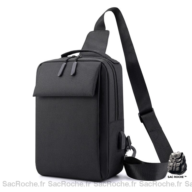 Sac à bandoulière en Nylon pour homme noir avec un fond blanc