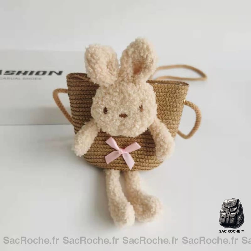 Sac Bandoulière Paille Colorée Lapin À Dos Enfant