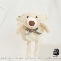 Sac bandoulière paille colorée ourson - modèle Blanc - Sac Roche ™