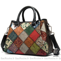 Sac Bandoulière Patchwork Cuir Femme Main - Sac Roche ™