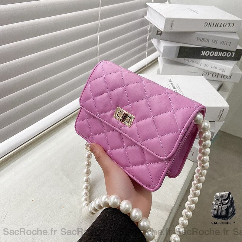 Sac Bandoulière Perle - Élégance En Perles Rose Sac À Main Femme