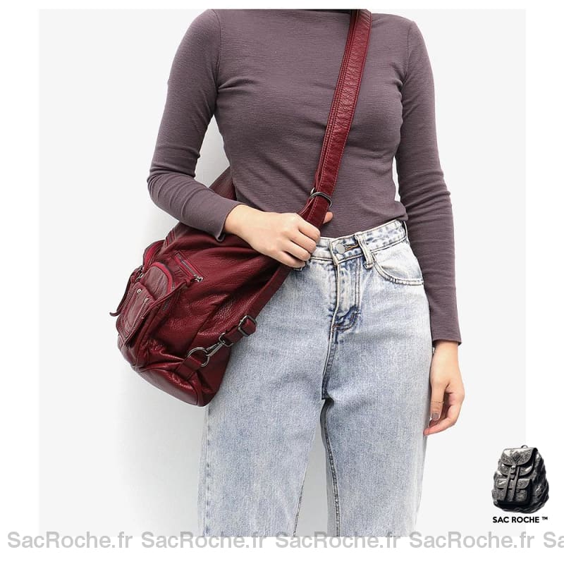 Sac Bandoulière Simili Cuir À Dos Femme