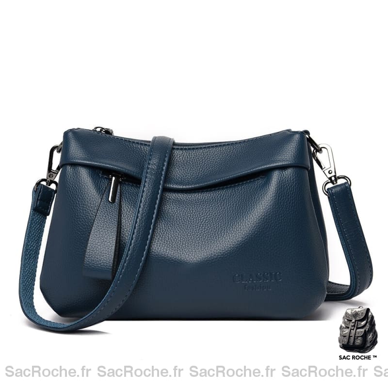 Sac Bandoulière Simili Cuir Chic Bleu Sac À Main Femme