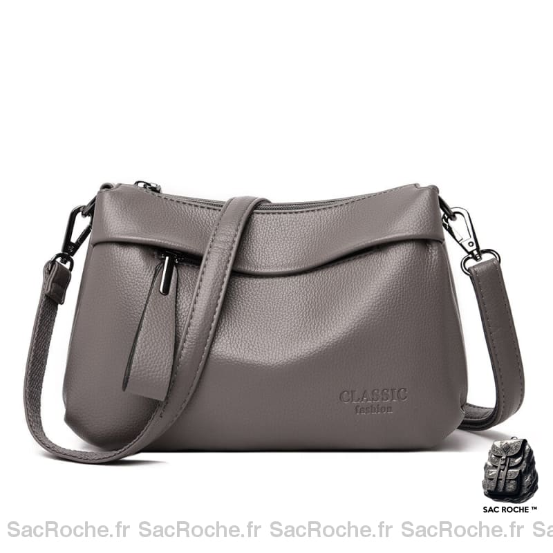 Sac Bandoulière Simili Cuir Chic Gris Sac À Main Femme