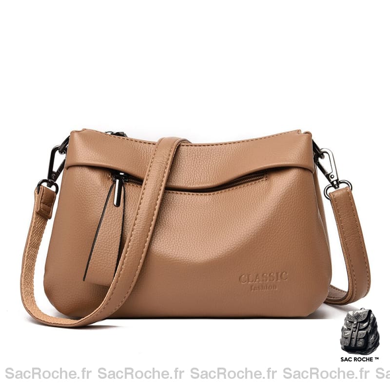 Sac Bandoulière Simili Cuir Chic Marron Sac À Main Femme