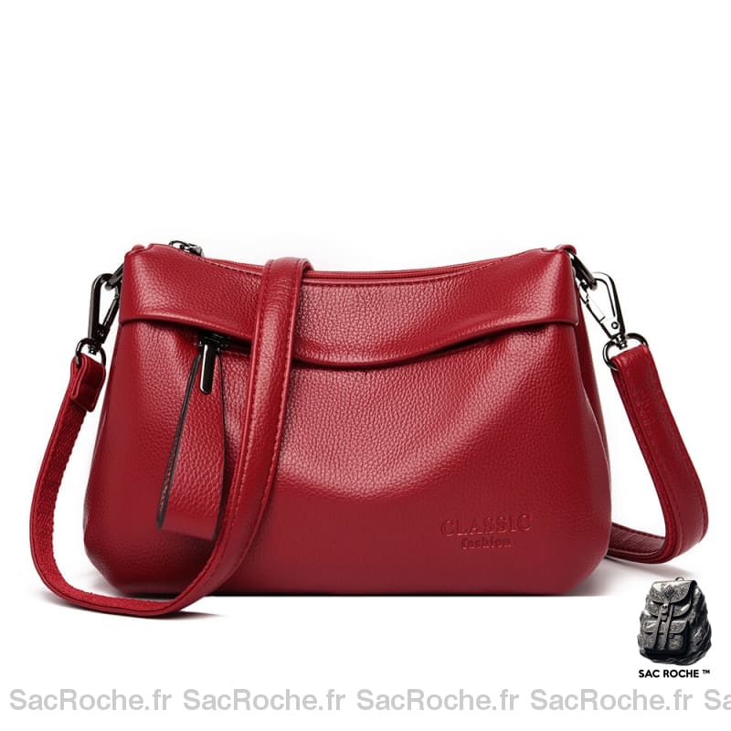 Sac Bandoulière Simili Cuir Chic Rouge Sac À Main Femme