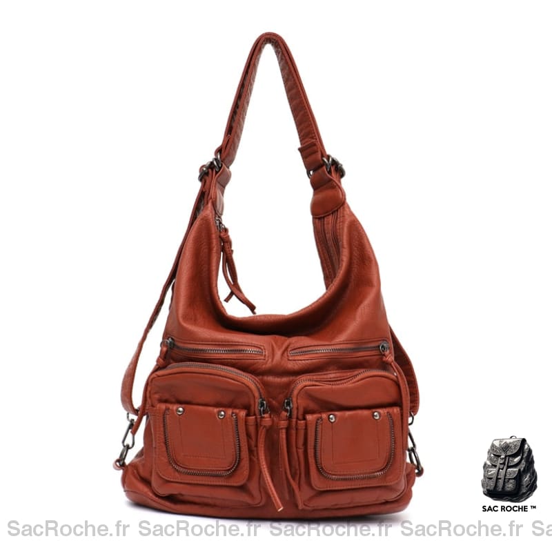 Sac à bandoulière en similicuir marron